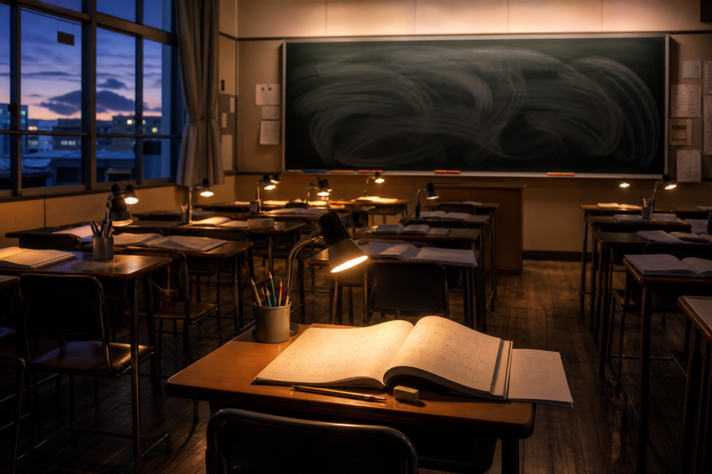 学習塾の教室と検索シーン